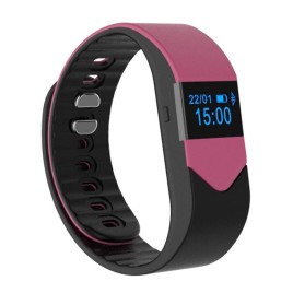 M3S Bluetooth 4.0 Smart Watch Life Waterproof Sleep Monitor Sport Tracker Pedometer Wristband Bracelet - Rose Red + Black