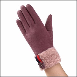013F Women Winter Windproof Warm-Keeping Fleece Full Fingers Touch Screen Gloves for Riding Shopping Camping Casual Use