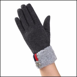 013F Women Winter Windproof Warm-Keeping Fleece Full Fingers Touch Screen Gloves for Riding Shopping Camping Casual Use