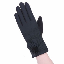027A One-Size Fashion Women Winter Windproof Warm-Keeping Thick Cotton Suede Full Fingers Touch Screen Gloves for Riding Shopping Camping Casual Use