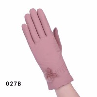 027B One-Size Women Winter Windproof Warm-Keeping Thick Cotton Suede Full Fingers Touch Screen Gloves for Riding Shopping Camping Casual Use