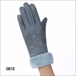 081E Snowflake Pattern Women Winter Windproof Warm-Keeping Plus Velvet Full Fingers Touch Screen Gloves for Riding Shopping Camping Casual Use