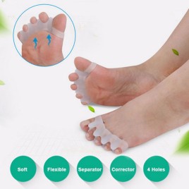 1 Pair 4 Holes Silicone Pedicure Foot Care Pedicure Tool for Legs Finger Toe Separator Divider Thumb Bunion Hallux Valgus Protector