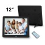 12 Inch Multifunctional HD Digital Photo Frame Electronic Picture Album with Mirror Panel Music Video E-book Time Alarm - Black-UK Plug