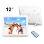 12 Inch Multifunctional HD Digital Photo Frame Electronic Picture Album with Mirror Panel Music Video E-book Time Alarm - White-UK Plug