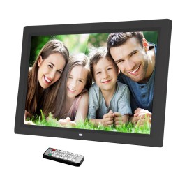 17 Inch Full HD 1080P Ultra Slim 1440 x 900 Digital Photo Frame Multi-function Digital Picture Frame with Music/ Movie/ Remote/ Calendar - Black-UK Plug