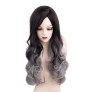 1pc Wig Long Curly Gradient Color Black with Gray Cosplay Hair Costume Heat Resistant Women