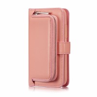 2 in 1 Wallet Style Magnetic Flip Zipper Pouch Card Slots TPU + PU Leather Case for iPhone X / XS