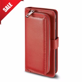 2 in 1 Wallet Style Magnetic Flip Zipper Pouch Card Slots TPU + PU Leather Case for Samsung Galaxy S8 Plus