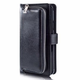2 in 1 Wallet Style Magnetic Flip Zipper Pouch Card Slots TPU + PU Leather Case for Samsung Galaxy S9 Plus