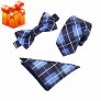 3 in 1 Necktie + Pocket Square + Tie Clip England Style Casual Leisure Business Tide for Men - Blue Pattern