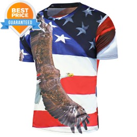 3D Eagle Stars and Stripes Printed T-Shirt