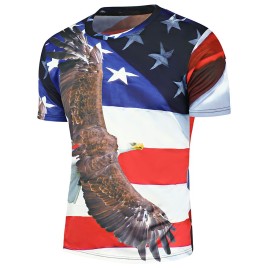 3D Eagle Stars and Stripes Printed T-Shirt