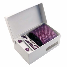 4 in 1 Tie + Cufflinks + Square Towel + Tie Clip Business Suits 8cm Korean Groom Wedding Dressing - Purple
