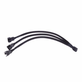 4-pin PWM Fan Adapter 1 to 3 Ways Splitter Black-sleeved 26cm Extension Cable Connector