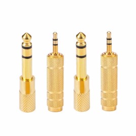 4pcs/set 3.5mm to 6.35mm / 6.35mm to 3.5mm Plug-in Feamle Stereo Audio AUX Converter for Mobile Phone Speaker