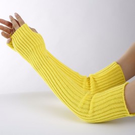 52x7cm Fashion Women Men Winter Wrist Arm Warm Solid Knitted Long Fingerless Gloves
