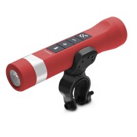 6 in 1 Multifunctional Music Torch Flashlight Speaker 2200mAh Power Bank Bluetooth FM Radio Bike Speaker with TF USB Function - Red