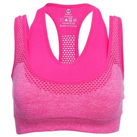 Active U-Neck Pure Color Wireless Push Up Faux Two Piece Crop Top for Ladies
