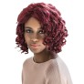 AISIHAIR Medium Curly Wine Red Side Bangs Synthetic Wigs Natural Dyeing Hair Style