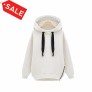 Autumn Loose Coat Jacket Long-sleeved Hooded Velvet Thick Sweater M L XL XXL - White