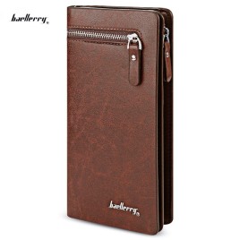 Baellerry Solid Color Cell Phone Money Photo Card Clutch Wallet for Men