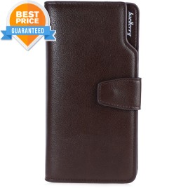 Baellerry Three-folded Long Wallet Leather Multifunctional Credit Card Purse for Men