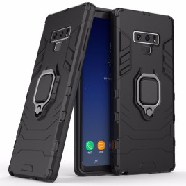 Black Leopard Series Armor 2 in 1 Detachable with Finger Ring Bracket Viewing Stand Support Hard PC + Soft TPU Hybrid Back Cover Case for Samsung Galaxy Note 9