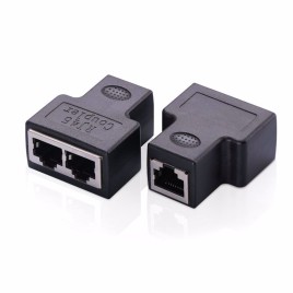 Black RJ45 Splitter Adapter 1 to 2 Dual Ports and Cat5 / Cat 6 LAN Ethernet Sockt Network Connections P15