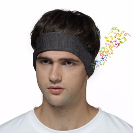 Bluetooth Earphone Headband Sports HeadPhone Breathable Thin Music Band Sweatband Towel - Black 