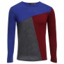 Casual Color Block Patchwork Design Male Long Sleeve Shirt