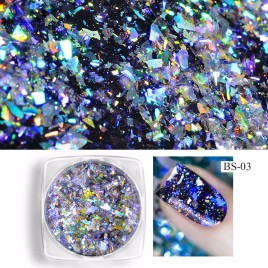 Chameleon Aurora Laser Nail Art Mirror Sequins Star Foil Irregular Glitter Powder Flakes UV Gel Polish Tips Nail Decoration