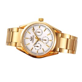 CHENXI 006B Luxury Full of Gold Men Watches Stainless Steel Quartz Life Waterproof Male Robe Three Small Dial Mens Designer Wrist Watch Bracelet - Gold and White