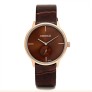 CHENXI 061A Simple Style Genuine Leather Wristwatches for Men Women - Gold Brown