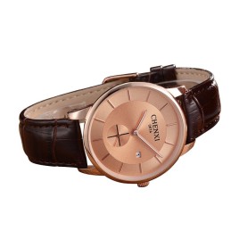CHENXI 067A New Luxury Simple Style Genuine Leather Dres Quartz Wrist Watches for Men - Gold  -Men