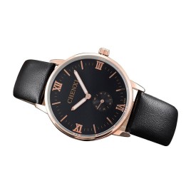 Chenxi 070A Top Brand Luxury Dual Time Casual Business Watch Man Wrist Watches Men Quartz WristWatch Relogio Masculino - Gold and Black-Men