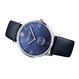 Chenxi 070A Top Brand Luxury Dual Time Casual Business Watch Man Wrist Watches Men Quartz WristWatch Relogio Masculino - Sliver and Blue-Men