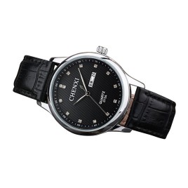Chenxi 073A Relogio Brand Luxury Man Watches Life Waterproof Men Casual Fashion Watch Minestone Dress Elegant Wrist Watch - Sliver and Black-Men
