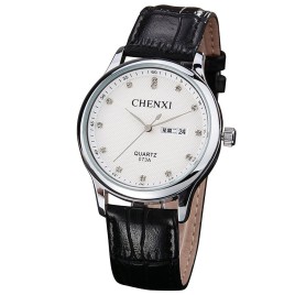 Chenxi 073A Relogio Brand Luxury Man Watches Life Waterproof Men Casual Fashion Watch Minestone Dress Elegant Wrist Watch - Sliver and White-Men