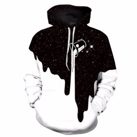 Classic Black & White 3d Sweatshirts Print Spilled Milk Space Galaxy Hooded Hoodies Thin Unisex Pullovers Couple Tops