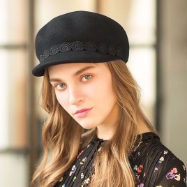 Classic Fashion Casual Wool Autumn Winter Warm-Keeping Octagonal Cap with Delicate Lace Decoration for Women