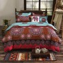 Classical Ethnic Style Floral Printed Imitation Cotton 1 Quilt Duvet Cover + 1 Flat Sheet + 2 Pillowcases 4pcs Bedding Set for 1.8m Bed 