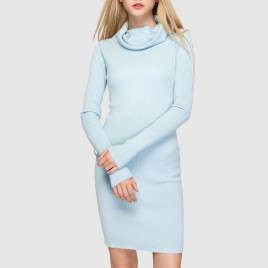 Cowl Neck Casual Sweater Dress