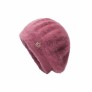 Crown Decorated Stylish Winter Outdoor Indoor Keep Warm Knitted Rabbit Fur Beret Octagonal Hat for Women