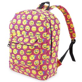 Cute Smile Face Print Canvas Girl School Travel Shopping Portable Bag Backpack