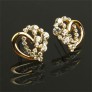 Double Hearts Shaped Shining Rhinestone Decor EarDrop Ear Stud Earrings Jewelry