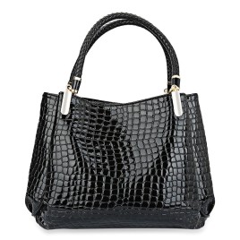 Elegant Crocodile Pattern Zippered Handbag for Ladies