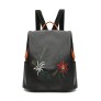 Embroidered Faux Leather Backpack