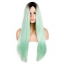 Europe and America Long Straight Hair Green Gradient Middle Parting Fashion Cosplay Synthetic Wig