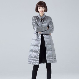 Fashion Down Jacket Women's Long Section Collar White Duck Down Jacket Loose Jacket